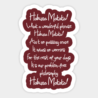 Hakuna Matata Song - Lion King 2019 Sticker